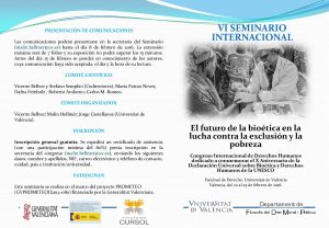 FUNIBER participará en el VI Seminario Internacional “El futuro de la bioética en la lucha contra la exclusión y la pobreza”