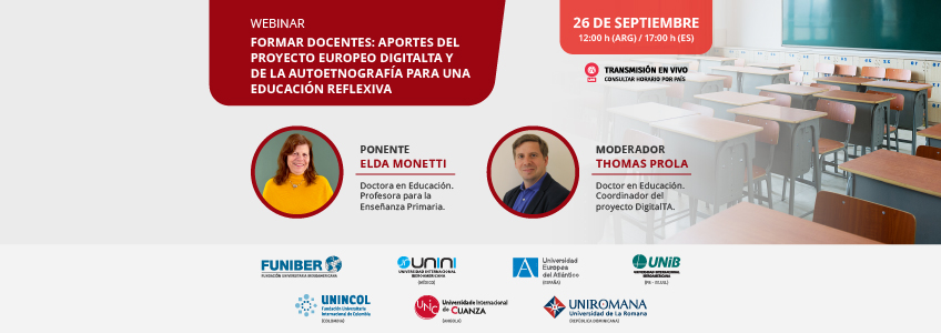 FUNIBER organiza el webinar «Formar docentes: aportes del proyecto europeo DigitalTA y de la autoetnografía para una educación reflexiva»